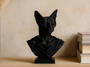 Бюст кота Сфинкса в греческом стиле, черный 3