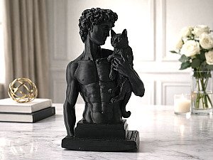Скульптура Давид с котом, классический бюст 3