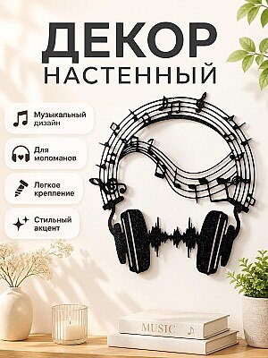 Настенный декор Наушники с нотами 1