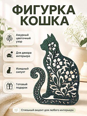Декоративная фигурка Кошка с цветами 1