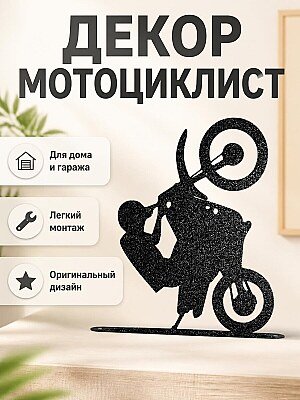 Настенный декор Мотоциклист на заднем колесе 1