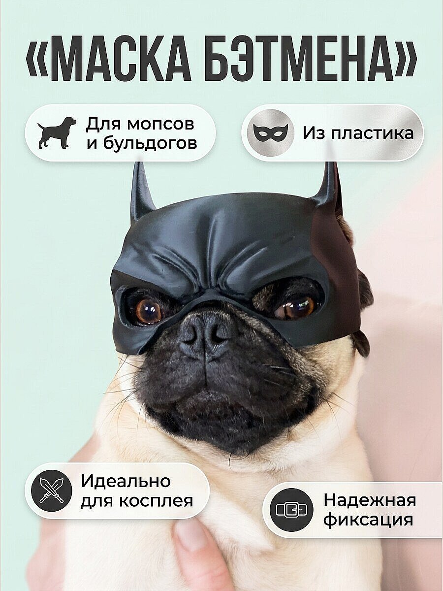 Маска Бэтмена для собак: мопс, французский бульдог