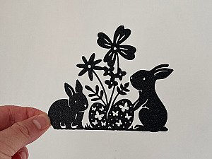 Настенный пасхальный декор Кролики и яйцо 2