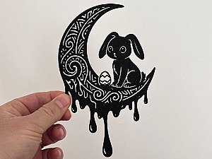 Настенный декор Пасхальный кролик на луне 2