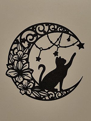 Новогодний настенный декор Кот на луне 2