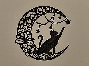 Новогодний настенный декор Кот на луне 3