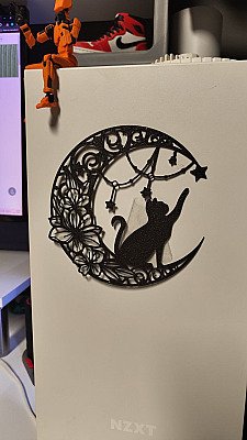 Новогодний настенный декор Кот на луне 4