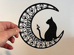 Настенное панно Луна с котом и бабочкой 2