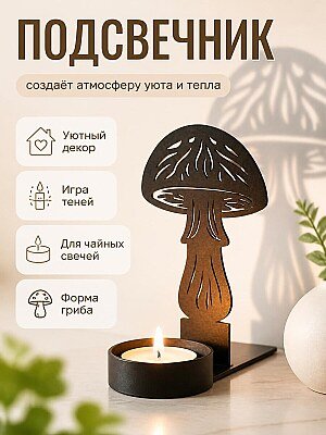 Подсвечник Shadow Art Гриб для чайной свечи 1