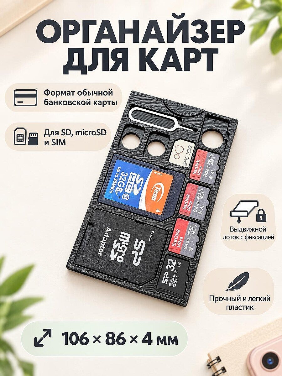 Кейс-органайзер для SD, microSD и SIM карт Slim