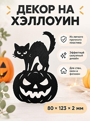 Декор на Хэллоуин Тыква и кот 1