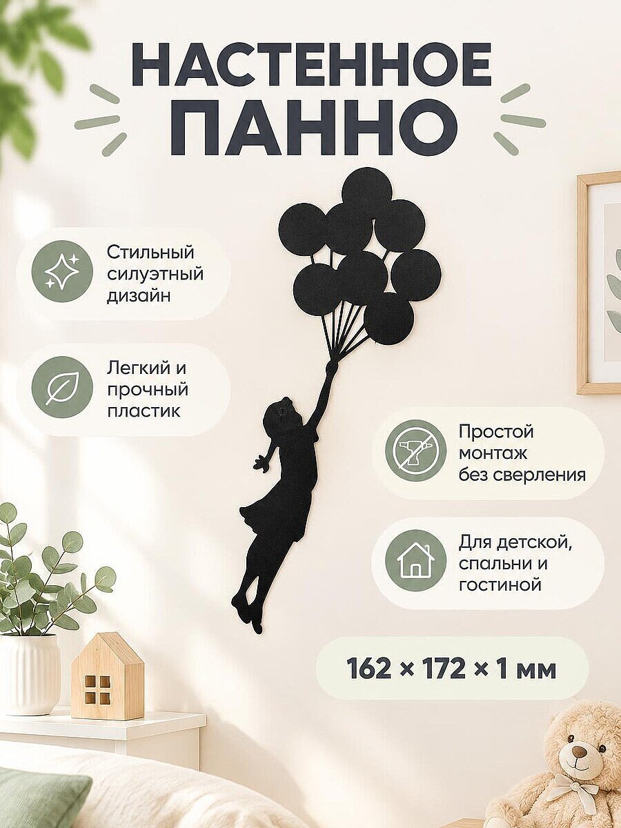 Панно настенное Девочка с воздушными шарами