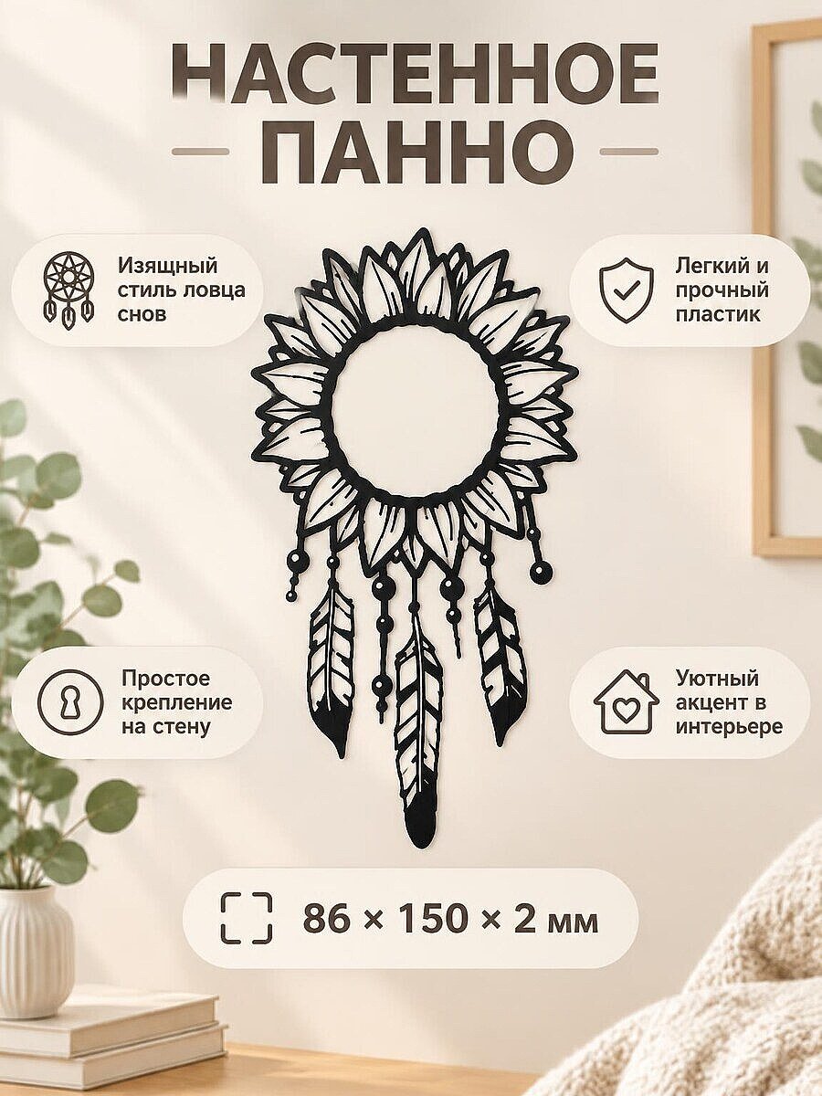Настенное панно Цветы и перья