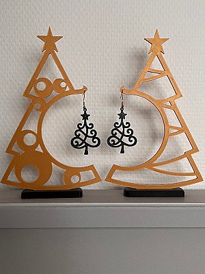 Серьги Ёлочки новогодние ажурные 2