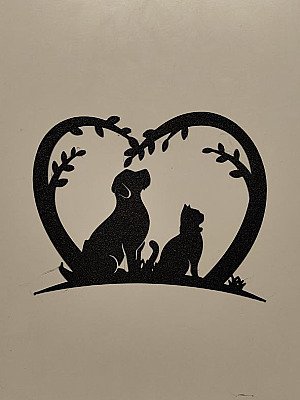 Настенное панно Кот и собака в сердце 2